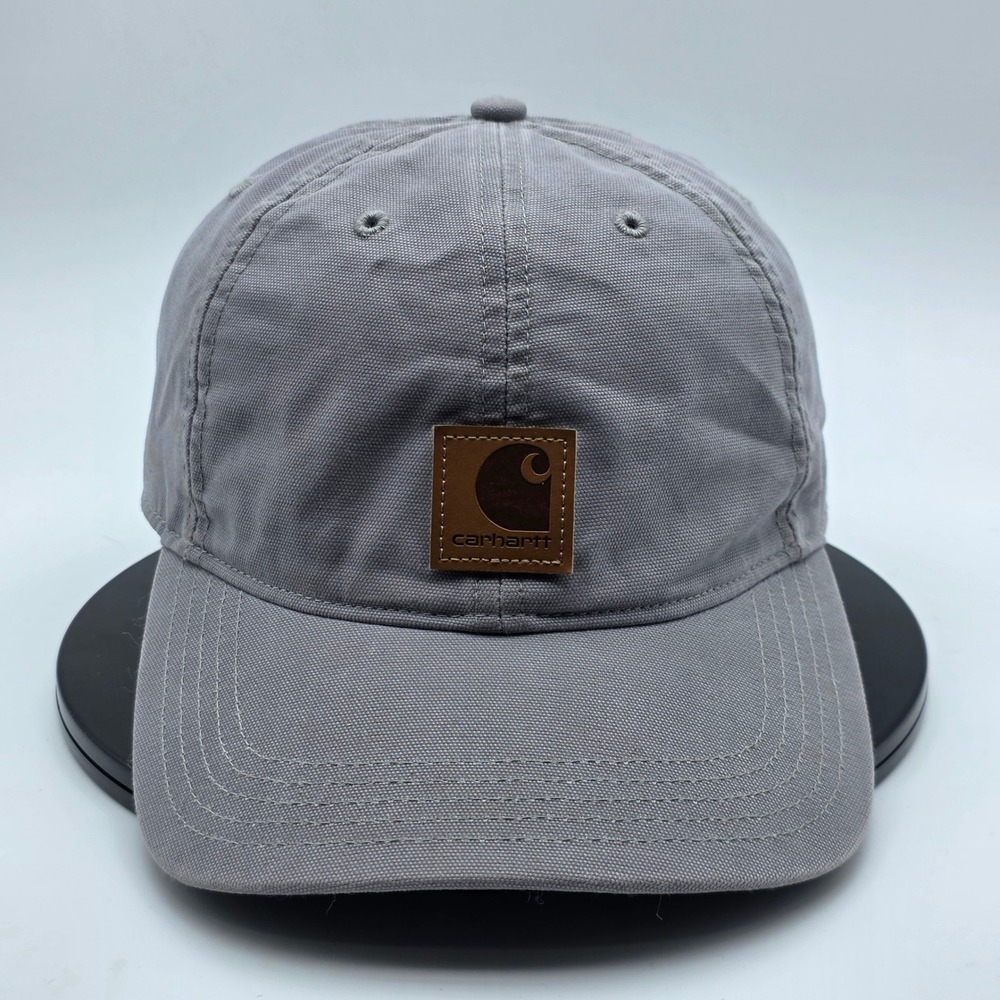 Carhartt Odessa Hat OSFA Gray Mens Adjustable Cotton Canvas Leather Logo Cap